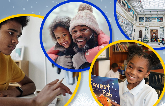  Students and families enjoying winter break activities
